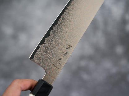 Couteau Nakiri Noseto Kiiro 37 couches en acier de Damas et cuivre, 170 mm, manche en bois de fer