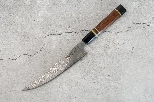 Couteau à fileter Noseto Kaji 210 mm, noyau en acier Damas VG-10, 67 couches de cornes de buffle, bois de fer