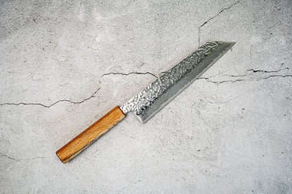 Seisuke Tsukikage AUS10 Migaki Finished Hammered Damascus Gyuto Japanese Knife 210mm Oak Handle