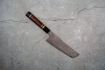 Couteau Noseto Kaji Nakiri 180 mm, Damas, noyau en acier VG-10, 67 couches, cornes de buffle, bois de fer