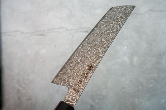 Couteau Noseto Kaji Nakiri 180 mm, Damas, noyau en acier VG-10, 67 couches, cornes de buffle, bois de fer