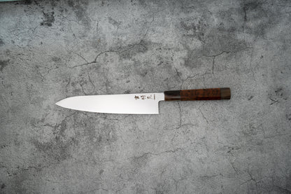 Noseto Hudo 240 mm Gyuto finition miroir VG10 simple acier avec bois de serpent et pierre blanche