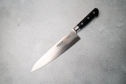 Couteau japonais Iseya Molybdenum Gyuto 210 mm, manche en bois de pakka noir