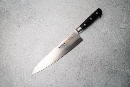Couteau japonais Iseya Molybdenum Gyuto 210 mm, manche en bois de pakka noir