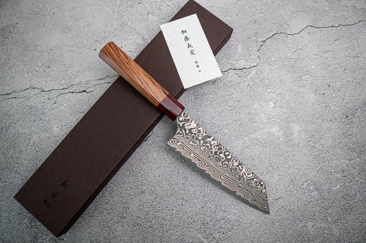 Couteau japonais Yoshimi Kato R2/SG2 Damas Bunka 165 mm, manche Honduras rouge