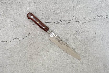 Couteau Noseto Yohan en damas martelé 150 mm, manche occidental en palissandre
