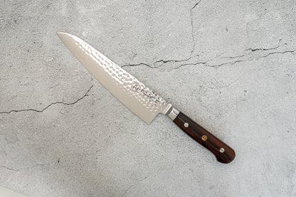 Couteau de poche Noseto Yohan en acier damas martelé 210 mm, manche occidental en palissandre