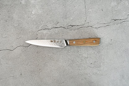 Couteau Damas 130 mm, noyau en acier AUS-10, 45 couches, bois d'olivier