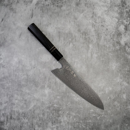 Couteau à lame fixe Noseto 110 couches en acier Damas Super Steel Gyuto, manche octogonal en bois d'ébène et pierre noire