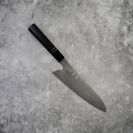Noseto 110 Layers Damascus Super Steel Gyuto Black Hone and Ebony Wood Octagonal Handle