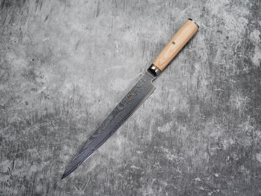 Mitre pleine soie Noseto Sujihiki 240 mm avec manche en bois de pakka
