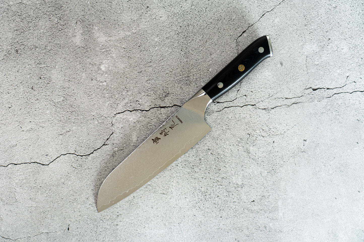 Couteau Santoku G10 180 mm, manche occidental, noyau en acier Damas VG-10, 67 couches