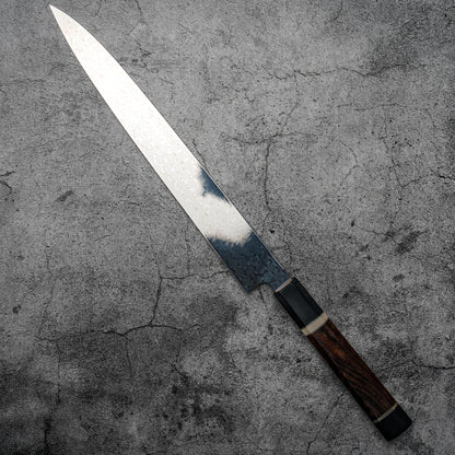 Couteau à sushi Noseto Yanagiba 270 mm en acier damas 110 couches à haute teneur en carbone avec manche en bois de fer