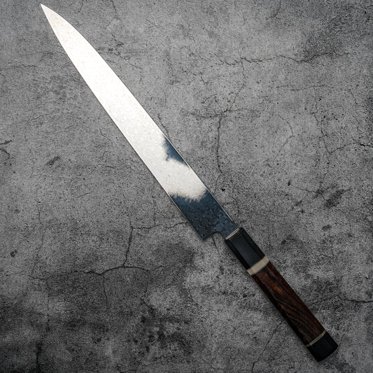 Couteau à sushi Noseto Yanagiba 270 mm en acier damas 110 couches à haute teneur en carbone avec manche en bois de fer