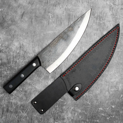 Couteau de chef serbe Noseto 210 mm en acier au carbone avec couvercle