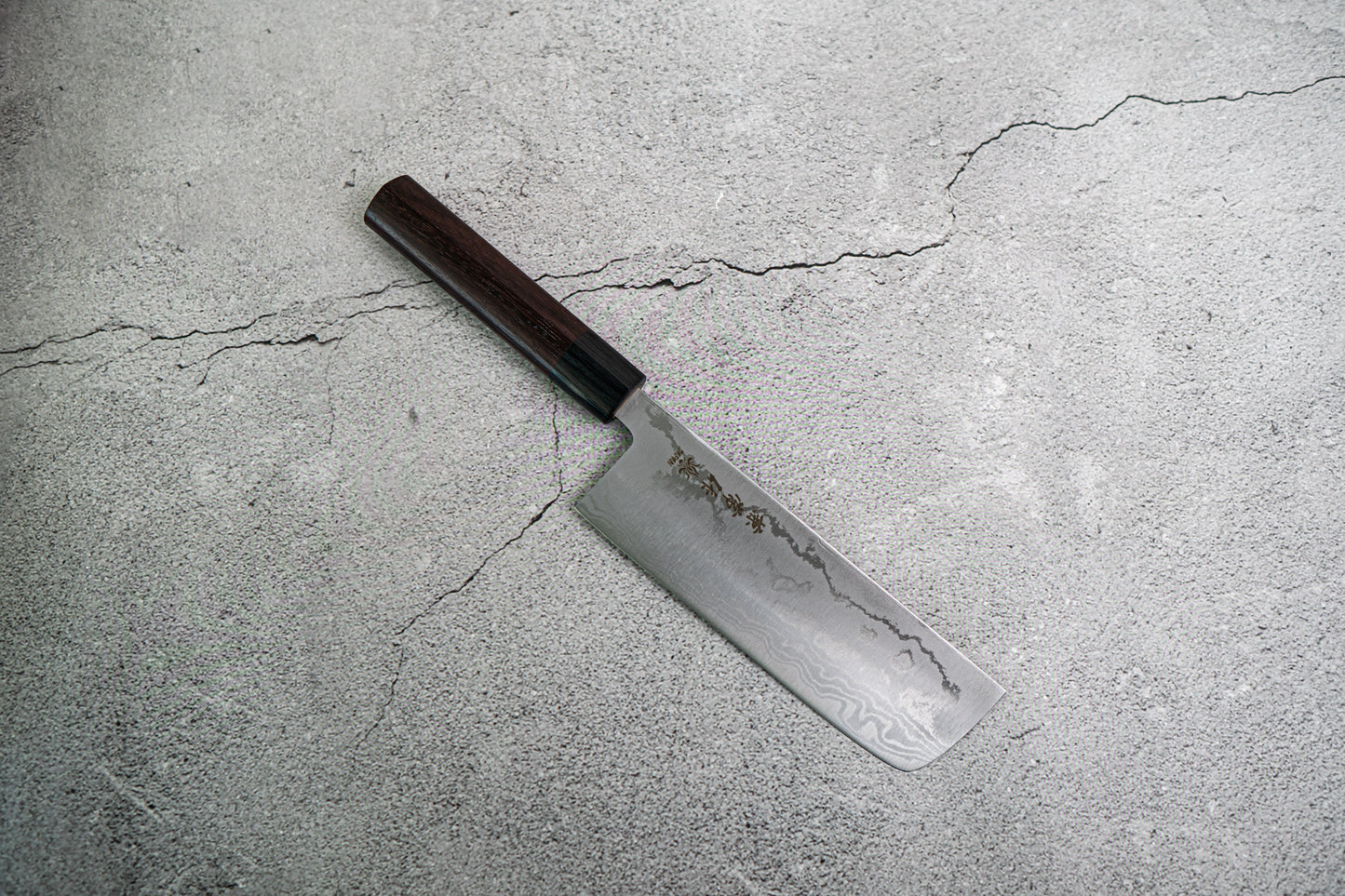 Couteau japonais Nakiri Kanetsune Blue Steel n° 2 Damas 165 mm, manche Shitan