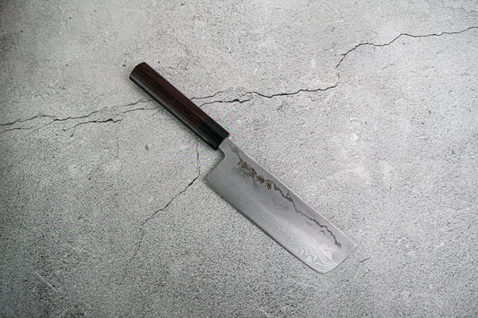 Couteau japonais Nakiri Kanetsune Blue Steel n° 2 Damas 165 mm, manche Shitan