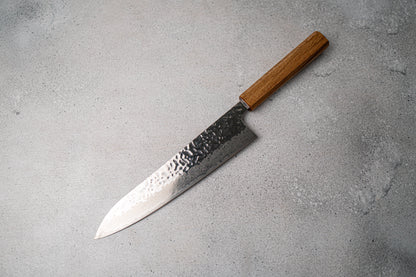 Seisuke Tsukikage AUS10 Migaki Finished Hammered Damascus Gyuto Japanese Knife 240mm Oak Handle