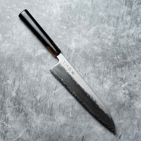 Noseto Ginro Gyuto 240mm Silvery Forging S35Vn Powder Steel with Buffalo Horn & Ebony handle