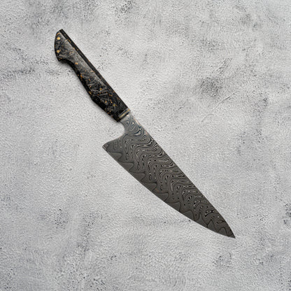 Couteau de chasse Noseto Mare Gyuto 210 mm 67 couches Au-10 Damas, manche en résine et fibre de carbone
