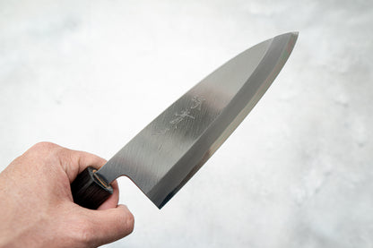 Couteau japonais Jikko White Steel n° 2 Deba, manche Shitan, 165 mm