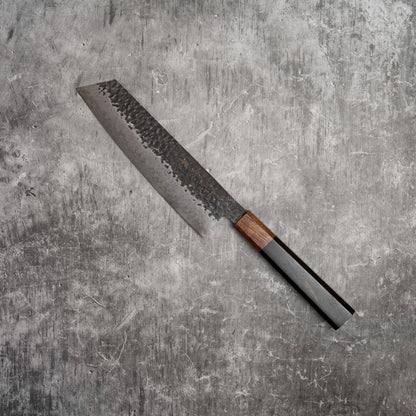 Noseto Kuki Bunka 190 mm 67 couches Damas Finition Tsuchime Bois Pakka Noir