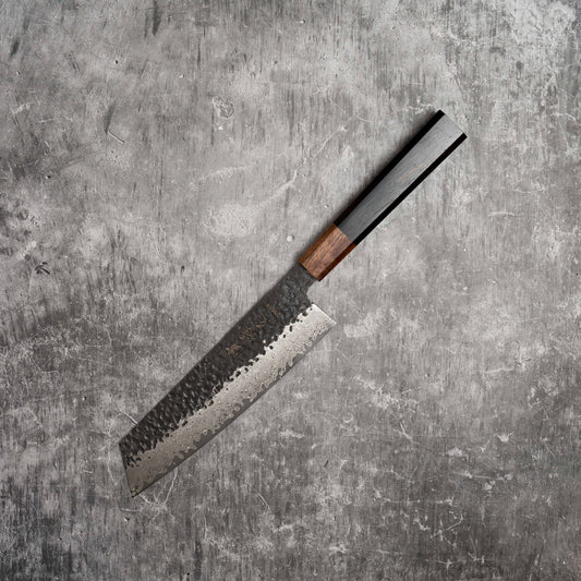 Noseto Kuki Bunka 190 mm 67 couches Damas Finition Tsuchime Bois Pakka Noir