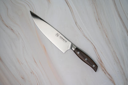 Couteau de chef allemand NOSETO 210 mm en acier inoxydable de haute qualité avec manche en bois de santal rouge