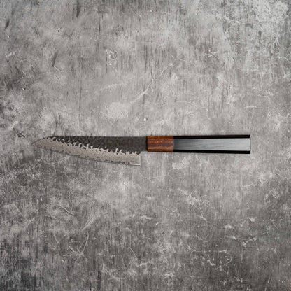 Noseto Kuki Petty 150 mm 67 couches Damas Finition Tsuchime Bois Pakka Noir