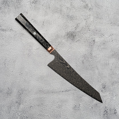 Couteau Noseto Masu 210 mm Kiritsuke 67 couches Aus-10 Damas avec renfort en cuivre et fibre de carbone