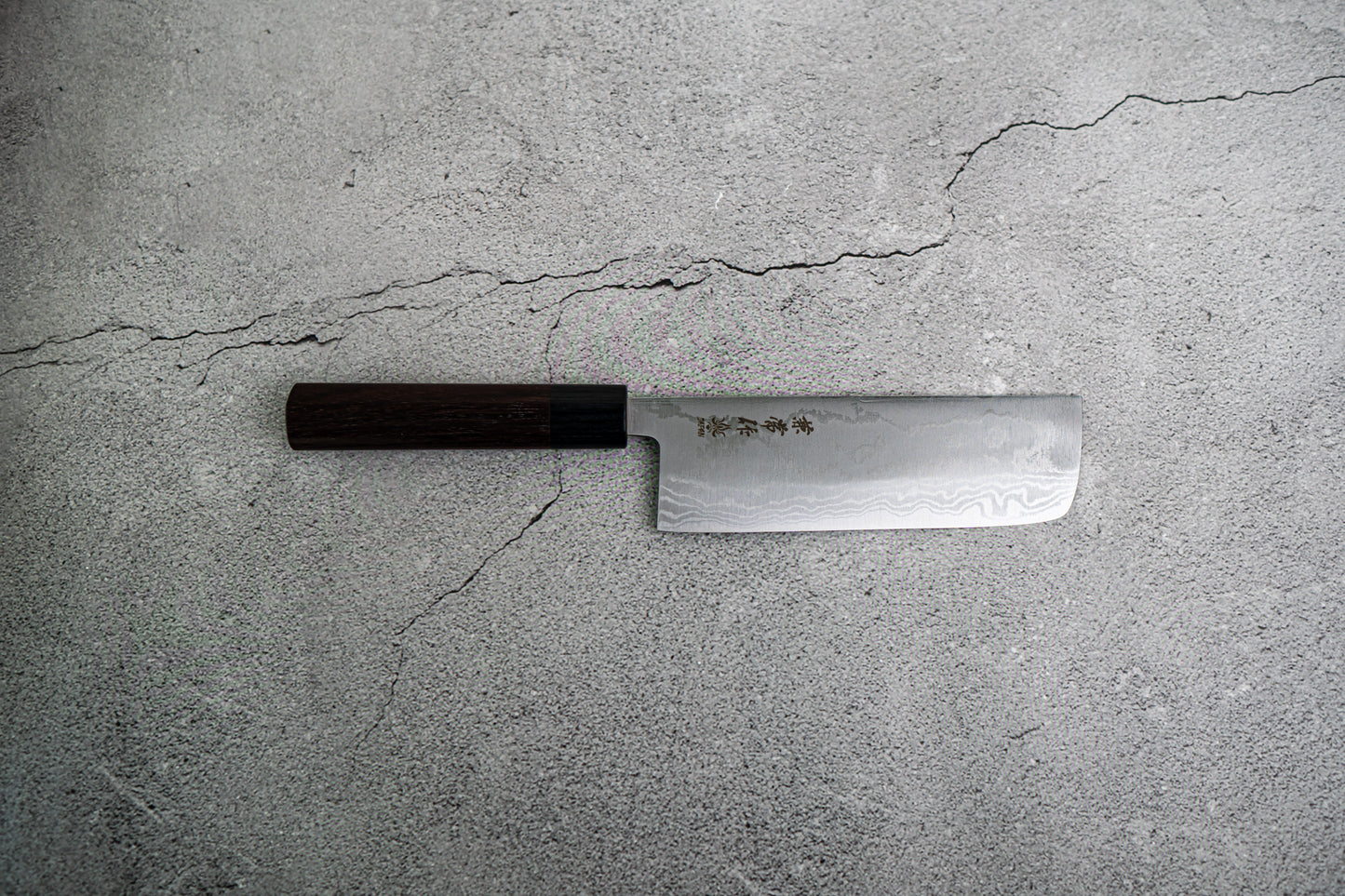 Couteau japonais Nakiri Kanetsune Blue Steel n° 2 Damas 165 mm, manche Shitan