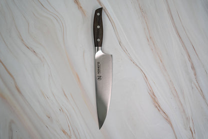 Couteau de chef allemand NOSETO 210 mm en acier inoxydable de haute qualité avec manche en bois de santal rouge