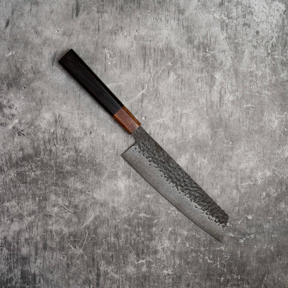 Noseto Kuki Bunka 190 mm 67 couches Damas Finition Tsuchime Bois Pakka Noir