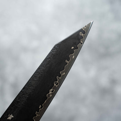 Noseto Arai Kiritsuke 210mm 3 Layers Black Dyeing MD606 Powder Steel Core with Octagonal Ebony and Buffalo Horn