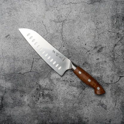 Noseto Aka Santoku 180mm German Knife With Red Wood Handle