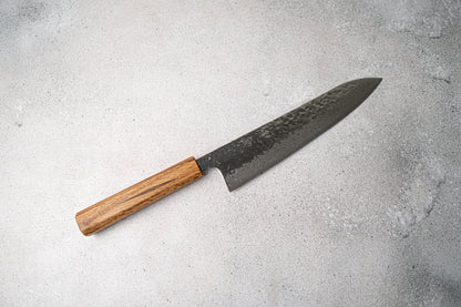 Seisuke Tsukikage AUS10 Migaki Finished Hammered Damascus Gyuto Japanese Knife 240mm Oak Handle