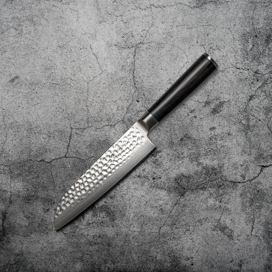 Couteau Santoku Noseto Kihon 175 mm vg10 67 couches Damas avec bois Pakka