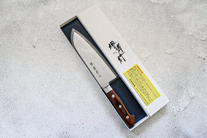 Couteau Santoku Sakai Takayuki 165 mm VG10 17 couches Damas finition miroir avec bois d'acajou