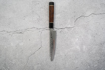 Noseto Suki Petty 67 Layers Damascus Hammered with Desert Iron Wood Handle