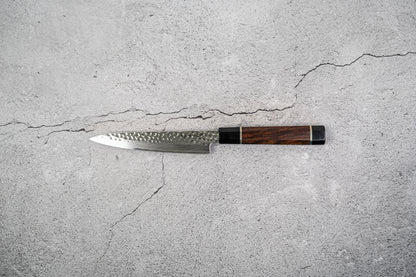 Noseto Suki Petty 67 Layers Damascus Hammered with Desert Iron Wood Handle