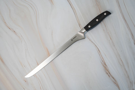 NOSETO German long 240mm Carving Stainless Steel High Quality Red Sandal Wood Handle