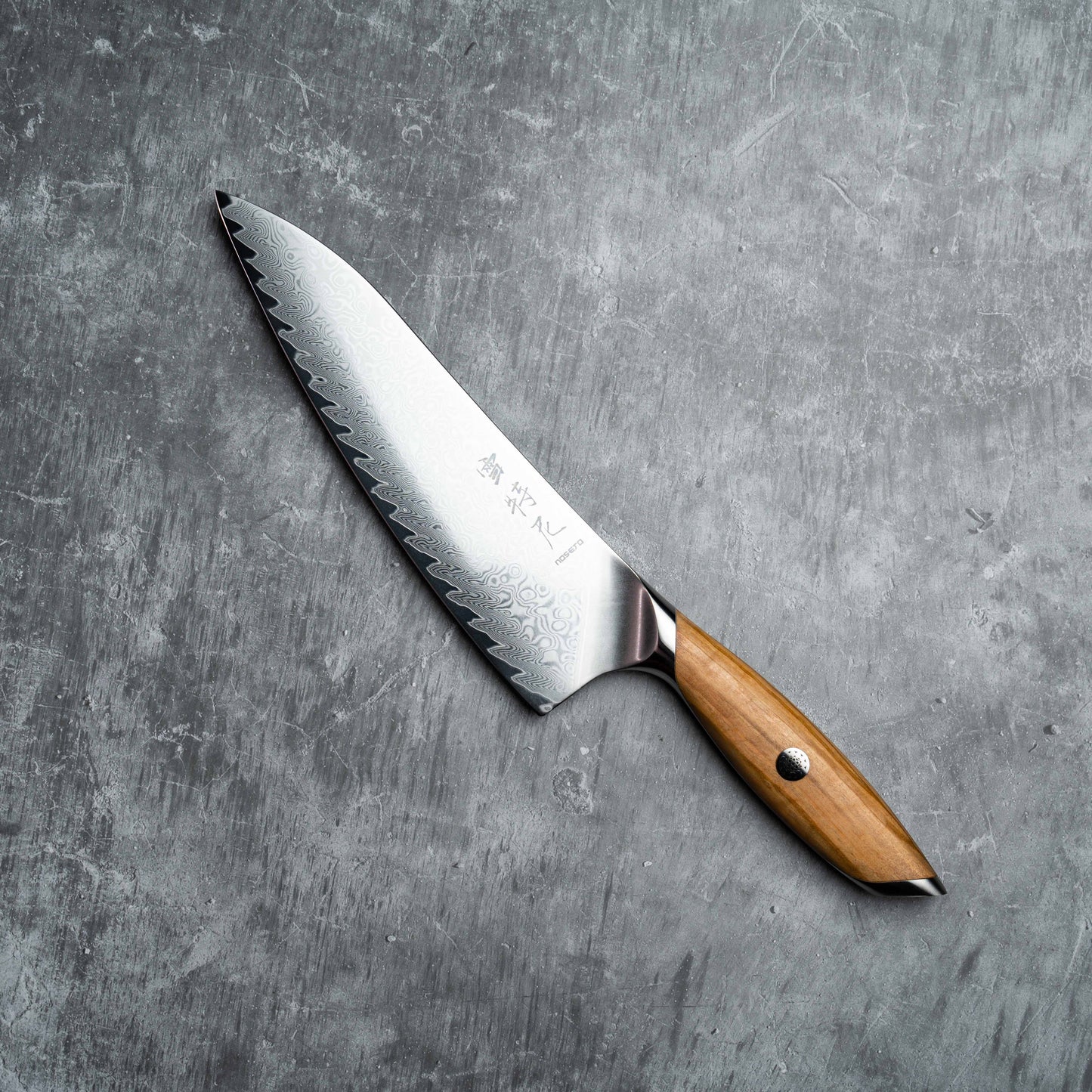 Noseto Batsu Gyuto 210mm 73 layers Damascus Powder Steel with Olive Wood Handle