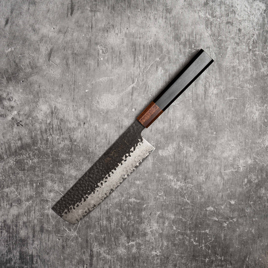Noseto Kuki Nakiri 180 mm 67 couches Damas Tsuchime Finition Bois Pakka Noir