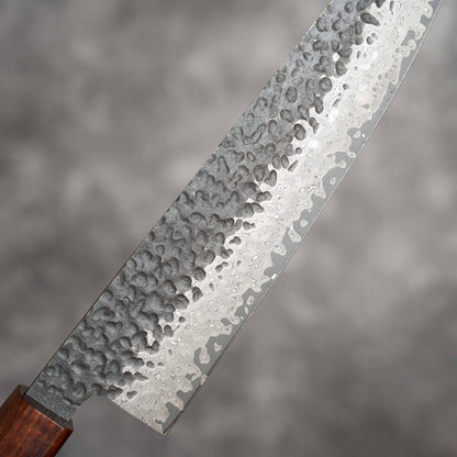 Noseto Kuki Gyuto 210mm 67 layers Damascus Tsuchime Finish Black Pakka Wood