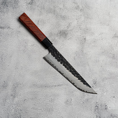 Noseto Neno 210 mm Sakimaru Gyuto 3 couches d'acier au carbone avec bois rouge et corne de buffle