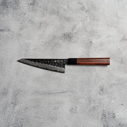 Couteau à lame Noseto Neno 150 mm Honesuki 3 couches en acier au carbone avec bois rouge et corne de buffle