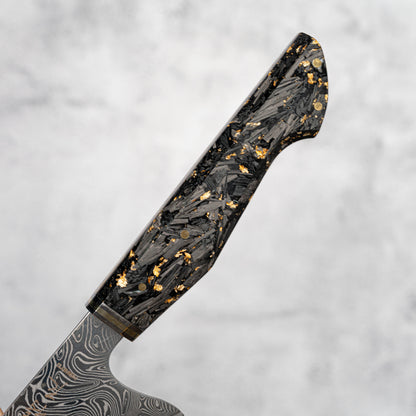 Couteau de chasse Noseto Mare Gyuto 210 mm 67 couches Au-10 Damas, manche en résine et fibre de carbone
