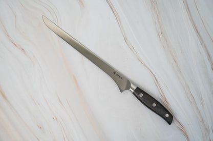NOSETO German long 240mm Carving Stainless Steel High Quality Red Sandal Wood Handle