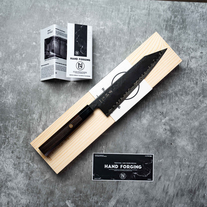 Noseto Arai Kiritsuke 210mm 3 Layers Black Dyeing MD606 Powder Steel Core with Octagonal Ebony and Buffalo Horn