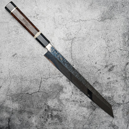 Couteau à sushi Noseto Yanagiba Kiritsuke 270 mm en acier damas 110 couches à haute teneur en carbone avec manche en bois de fer